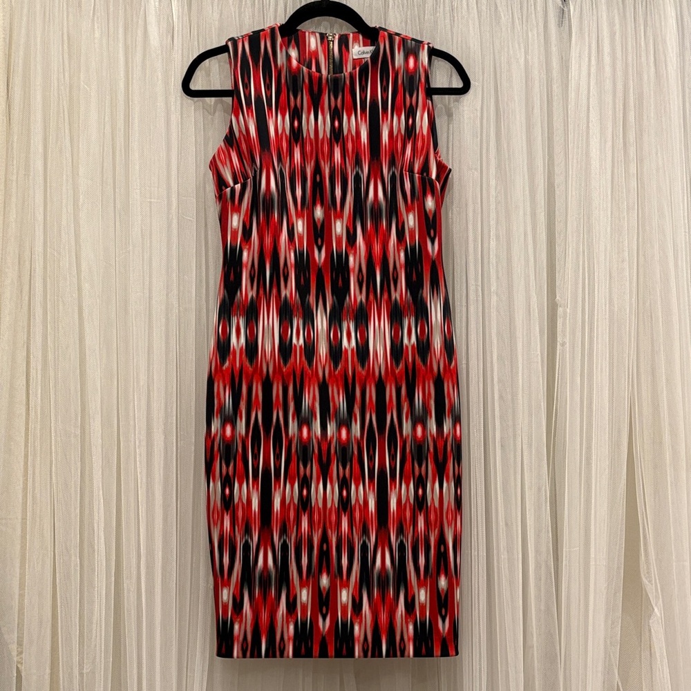 Calvin Klein Red and Black Midi Dress